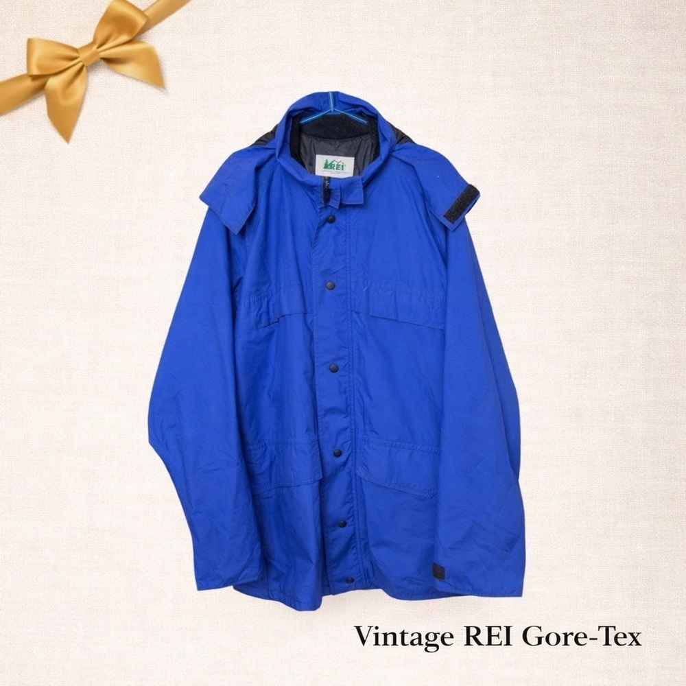 Vintage REI Gore-Tex Blue Rain Jacket L Tall Made in USA